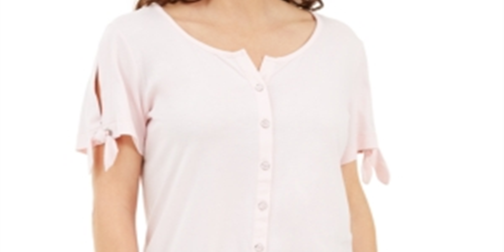 Blusa feminina Karen Scott com botões frontais, rosa, tamanho GG P
