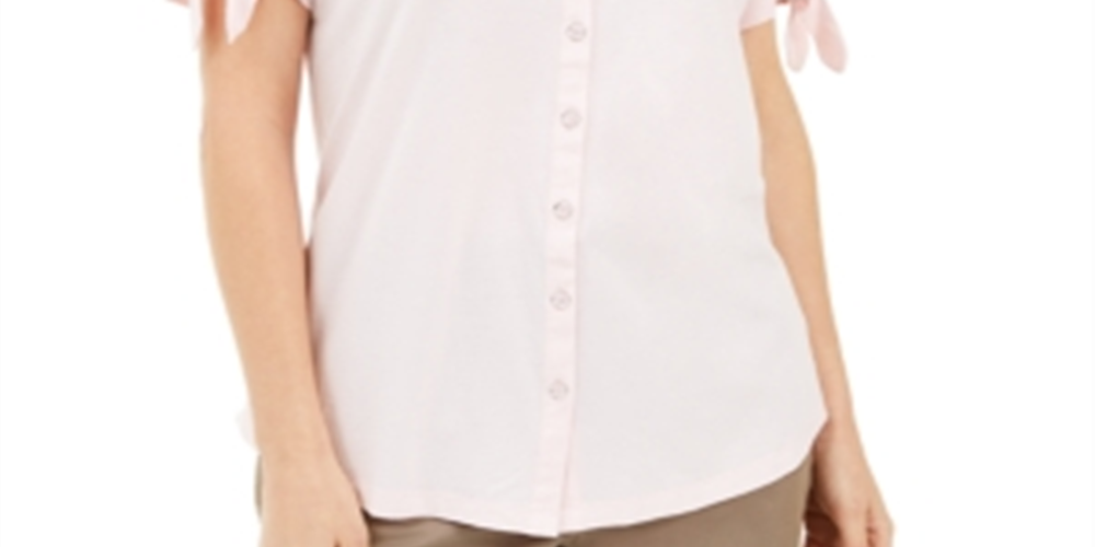 Blusa feminina Karen Scott com botões frontais, rosa, tamanho GG P