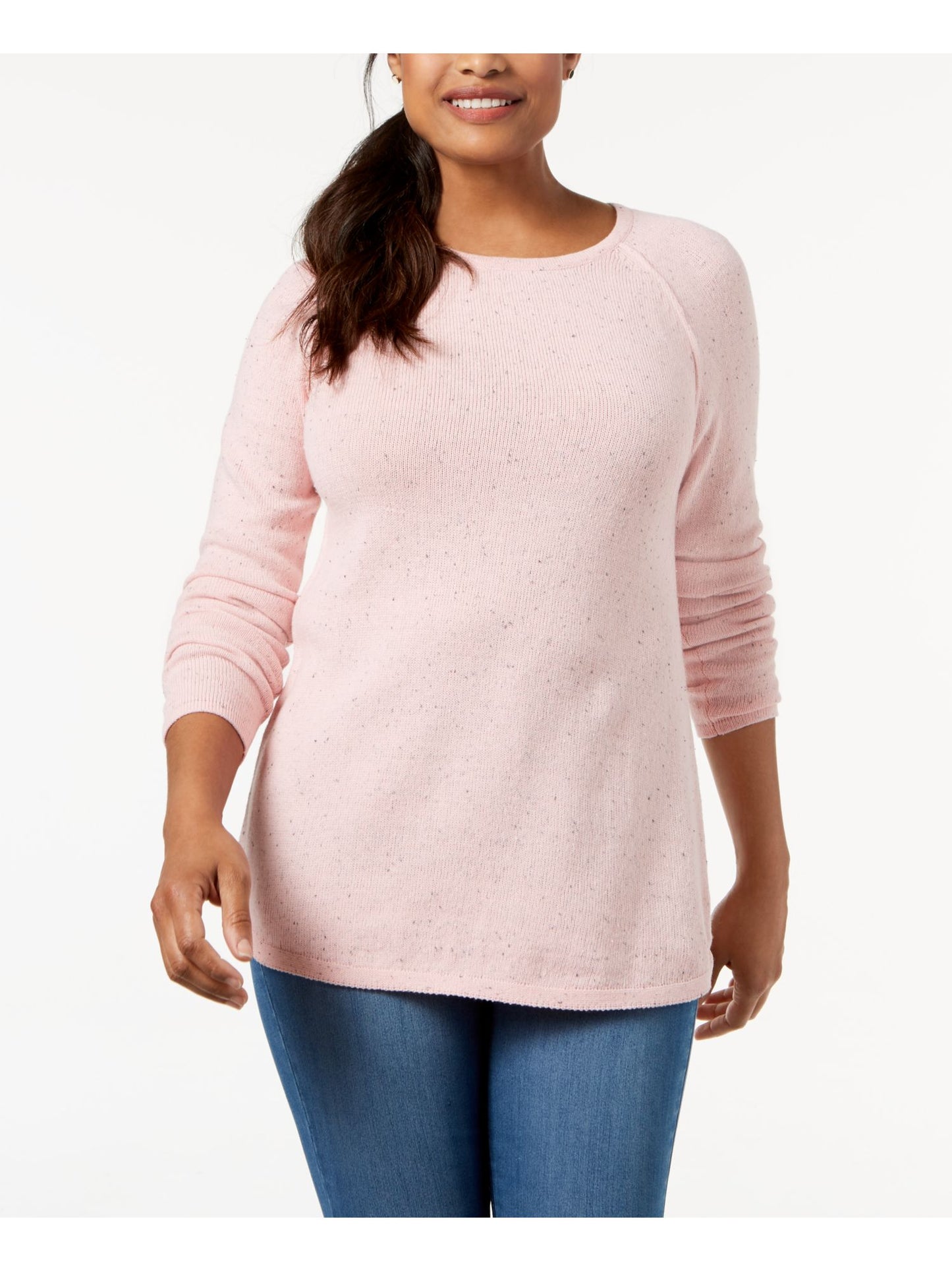 Karen Scott Suéter Túnica Feminina Petite com Bainha Curva - Rosa Chá Neps Tamanho Petite M