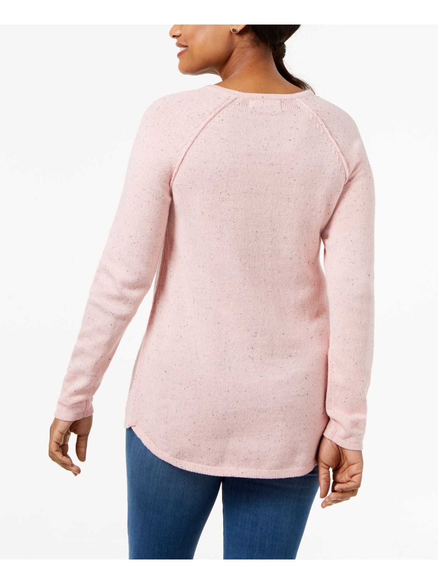 Karen Scott Suéter Túnica Feminina Petite com Bainha Curva - Rosa Chá Neps Tamanho Petite M