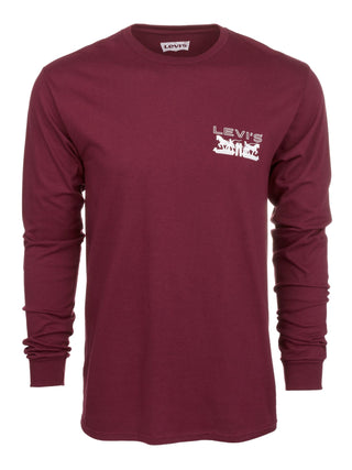 Levi's Men's Physics Logo Long-Sleeve T-Shirt Red Size Large
