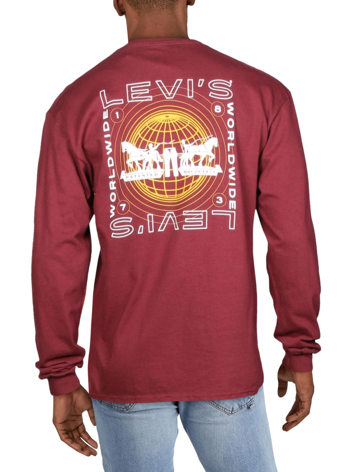 Camiseta Levi's Masculina Physics Logo Manga Longa Vermelha Tamanho Grande