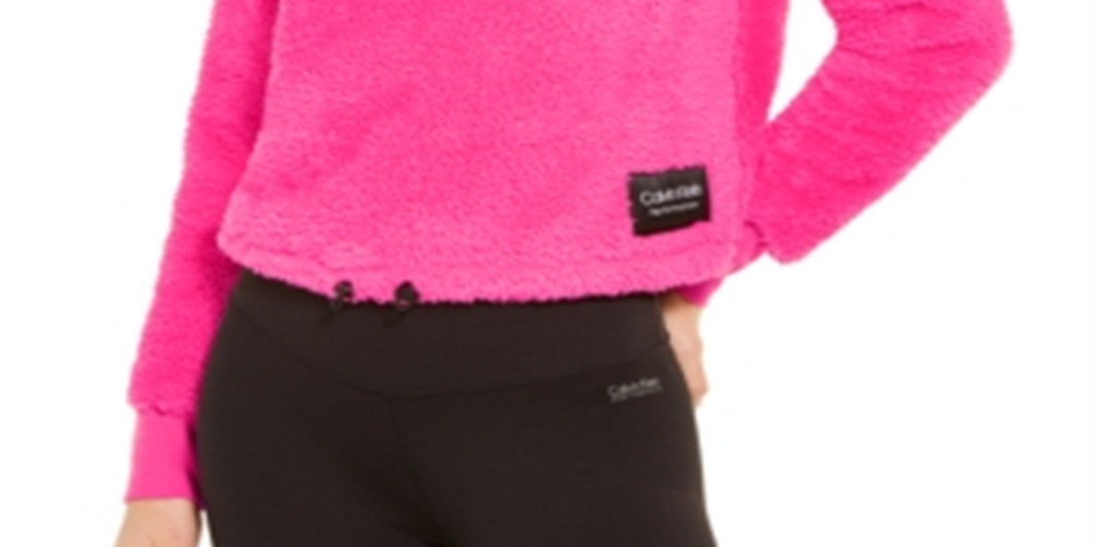 Blusa feminina Calvin Klein Performance Fleece com zíper de um quarto - Rosa Magenta Quente, tamanho médio