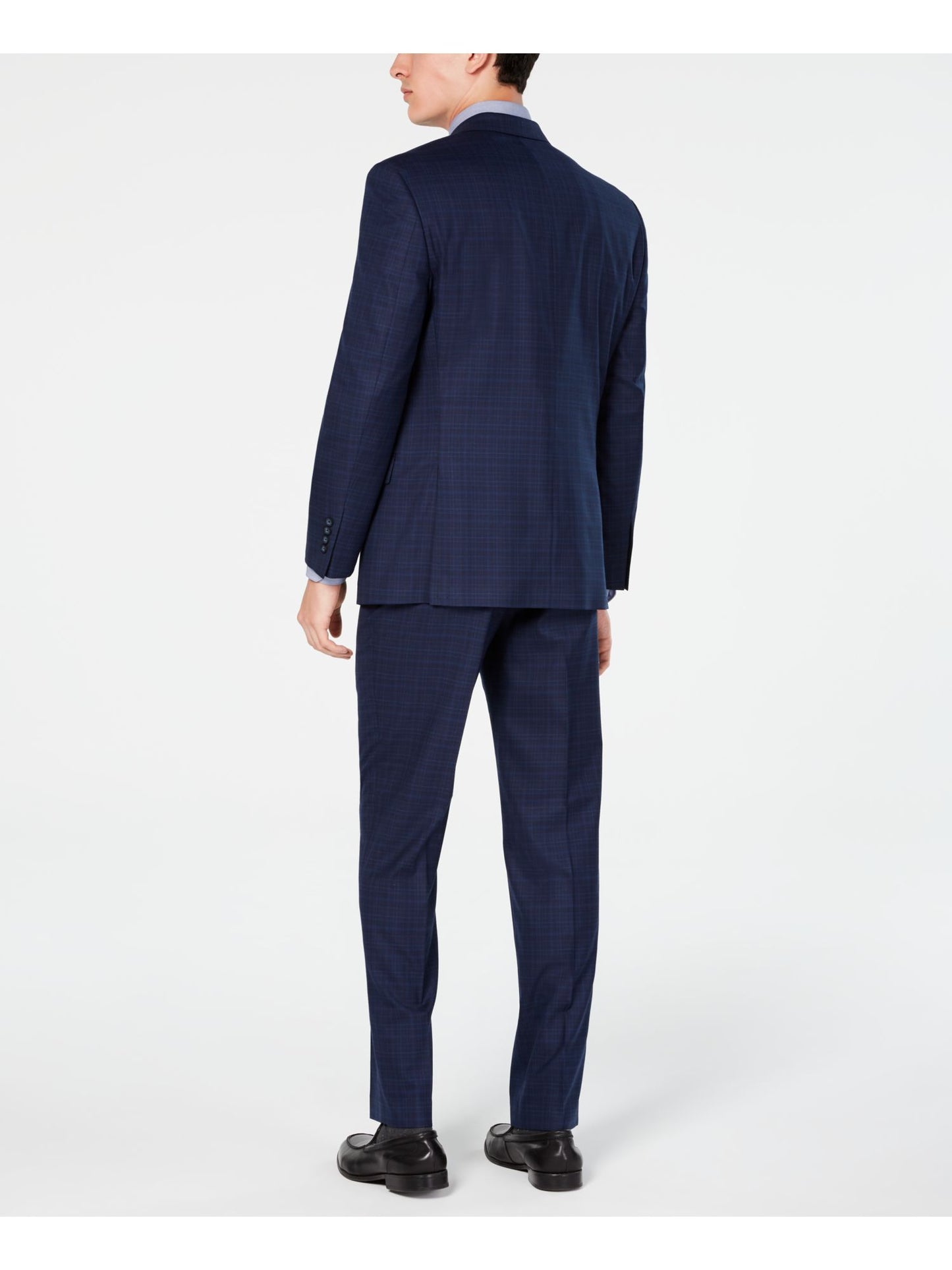 Terno xadrez masculino Marc New York Modern Fit azul tamanho 39