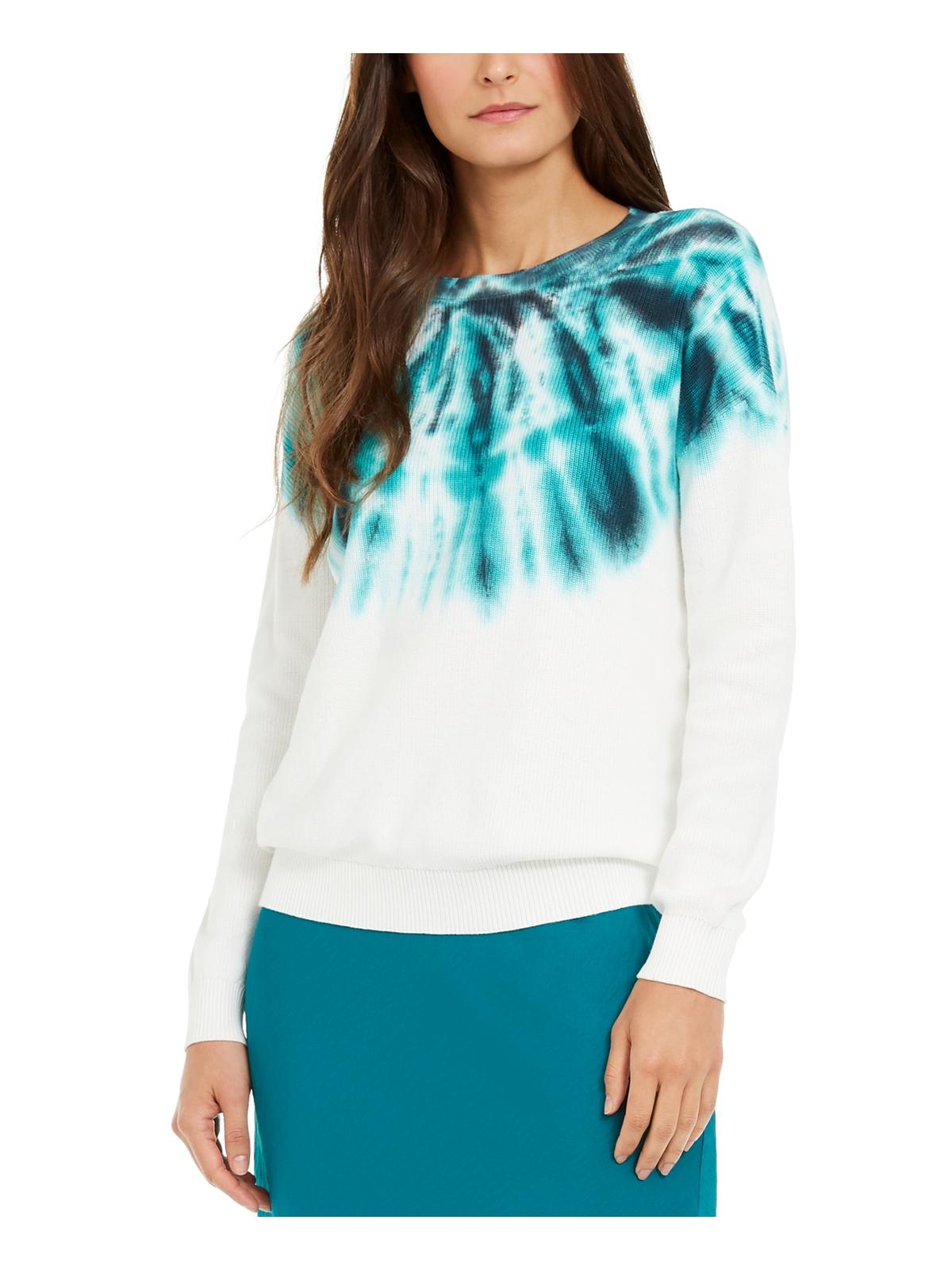 INC Pulôver feminino térmico tie-dye gola redonda verde tamanho 2XL