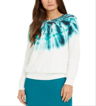 INC Women's  Pullover Thermal Tie Dye Crew Neck Green Size 2XL