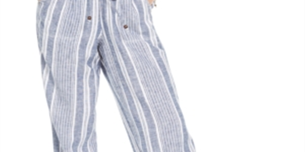 Calça de praia feminina Sound/Style com pernas largas e franzidas, azul-marinho, tamanho GG