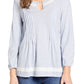 Blusa feminina Lucky Brand Pintuck Peasant Azul Tamanho XS