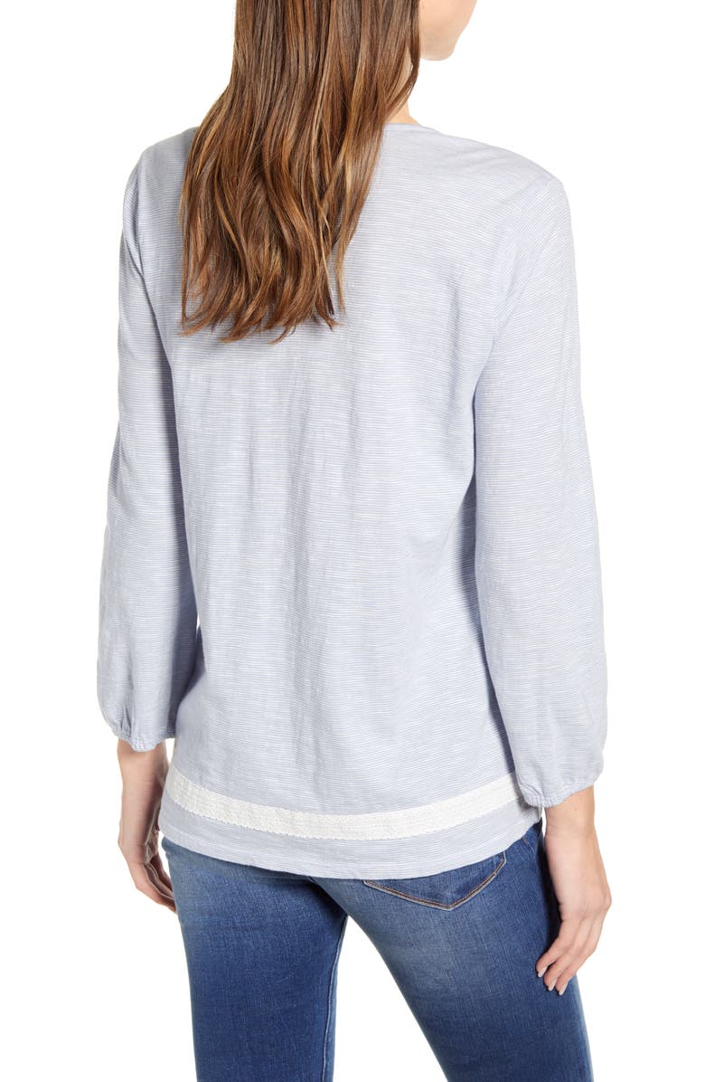 Blusa feminina Lucky Brand Pintuck Peasant Azul Tamanho XS