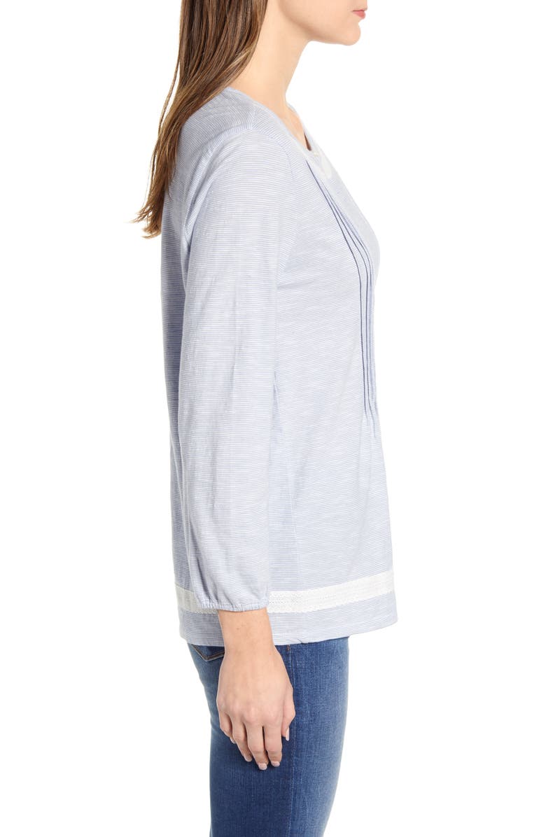 Blusa feminina Lucky Brand Pintuck Peasant Azul Tamanho XS