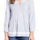 Blusa feminina Lucky Brand Pintuck Peasant Azul Tamanho XS