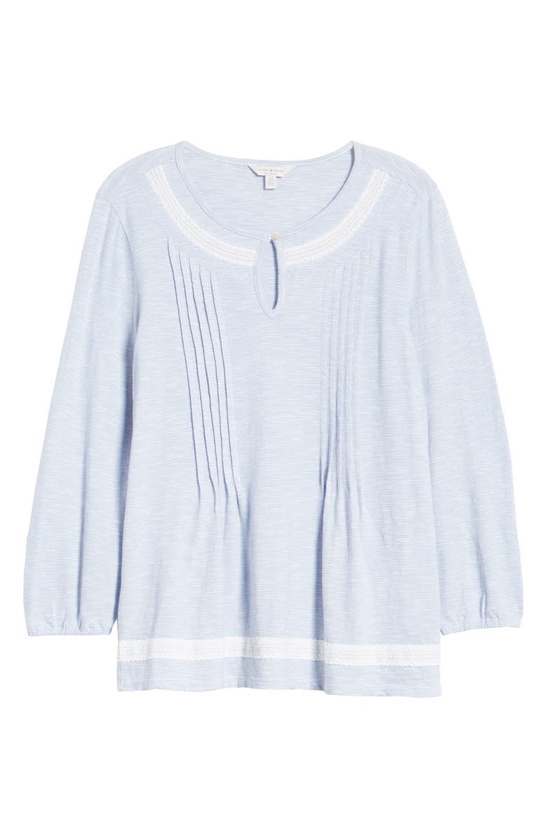 Blusa feminina Lucky Brand Pintuck Peasant Azul Tamanho XS
