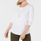 Blusa feminina de manga comprida e gola redonda, estilo &amp; co, branca, tamanho 2XL