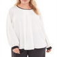 Blusa plissada transparente Calvin Klein Plus Size Feminina, branca, tamanho 1X