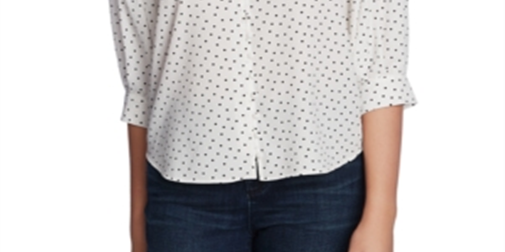 Blusa feminina 1.STATE com manga pontilhada, preta, tamanho XXS