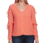 Blusa feminina Vince Camuto de chiffon com babados, laranja, tamanho XXS