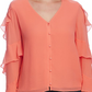 Blusa feminina Vince Camuto de chiffon com babados, laranja, tamanho XXS