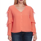 Blusa feminina Vince Camuto de chiffon com babados, laranja, tamanho XXS