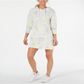 Vestido com capuz Calvin Klein feminino com estampa tie-dye e logotipo, combinação cítrica, amarelo, tamanho médio