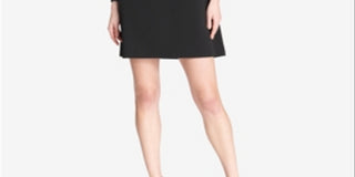 Vestido evasê com manga de renda Tommy Hilfiger feminino, preto, tamanho 2 P