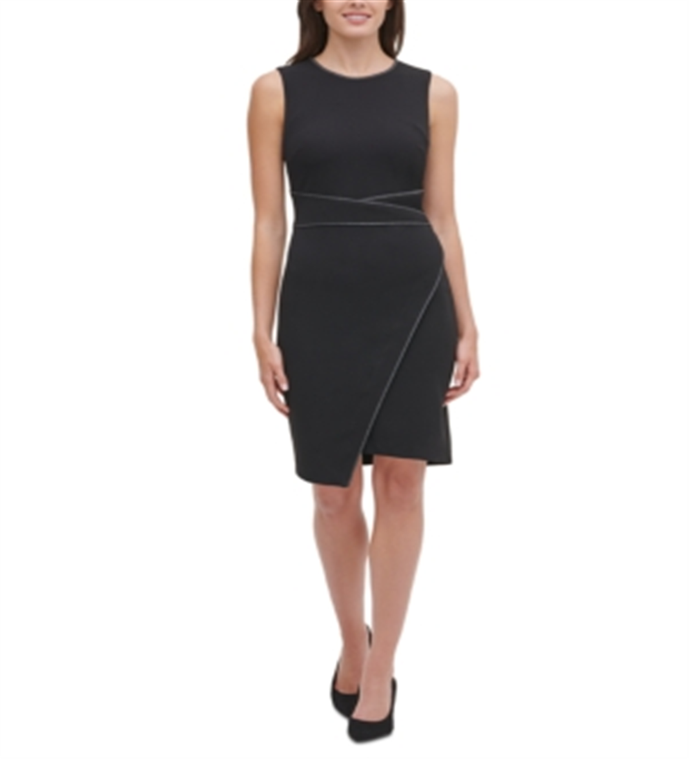 Vestido de festa feminino Tommy Hilfiger sem mangas acima do joelho, preto, tamanho 18