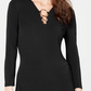 INC International Concepts Top feminino com decote em V e anel O, azul, tamanho extragrande