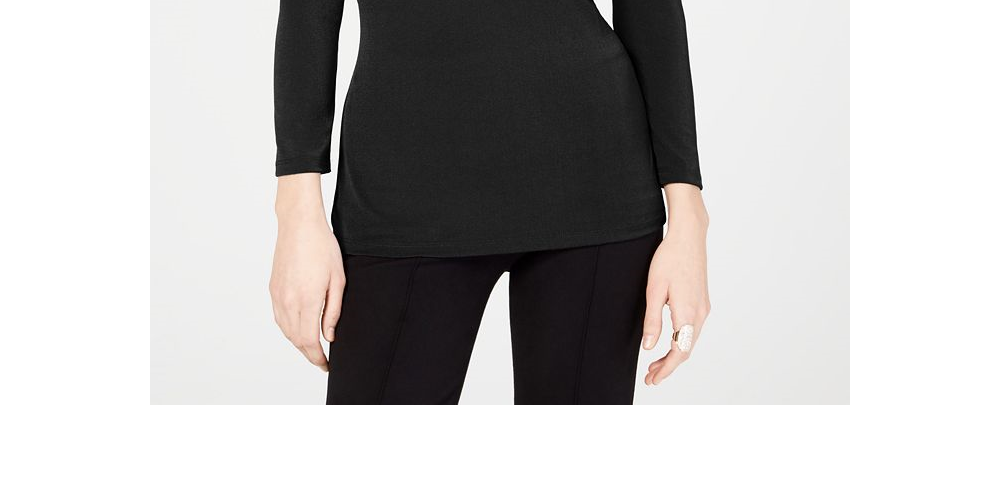 INC International Concepts Top feminino com decote em V e anel O, azul, tamanho extragrande