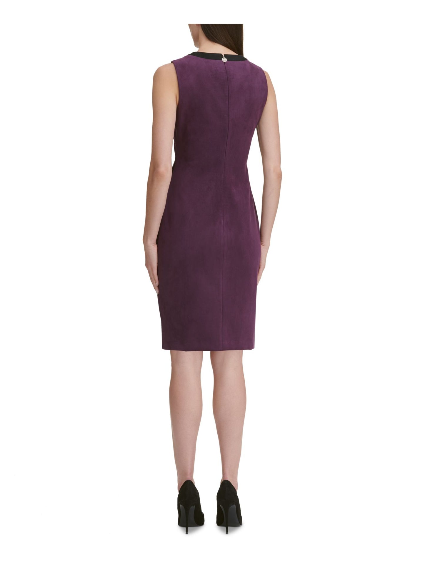 Vestido feminino Tommy Hilfiger de camurça com bainha assimétrica MIDI, roxo, tamanho 16