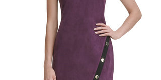 Vestido feminino Tommy Hilfiger de camurça com bainha assimétrica MIDI, roxo, tamanho 16
