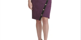 Vestido feminino Tommy Hilfiger de camurça com bainha assimétrica MIDI, roxo, tamanho 16