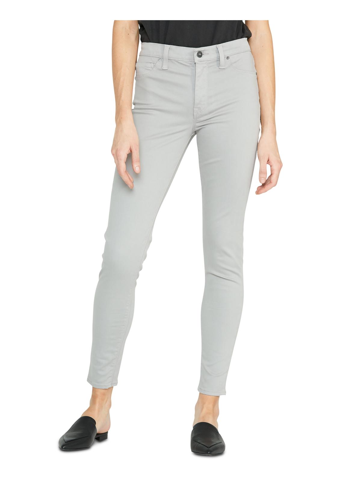Calça jeans feminina Hudson Barbara Super Skinny Fit, cintura média, cinza, tamanho 27