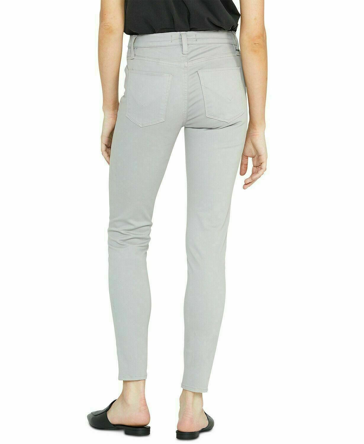 Calça jeans feminina Hudson Barbara Super Skinny Fit, cintura média, cinza, tamanho 27