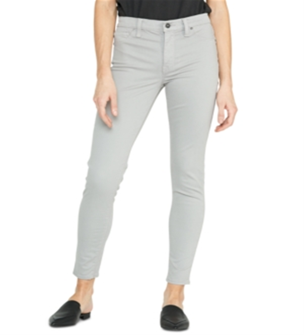 Calça jeans feminina Hudson Barbara Super Skinny Fit, cintura média, cinza, tamanho 27