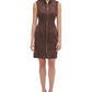 Vestido justo de camurça sintética Tommy Hilfiger feminino, chocolate, tamanho 16