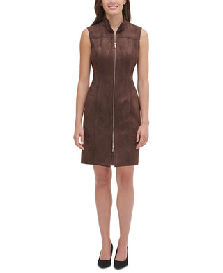 Vestido justo de camurça sintética Tommy Hilfiger feminino, chocolate, tamanho 16