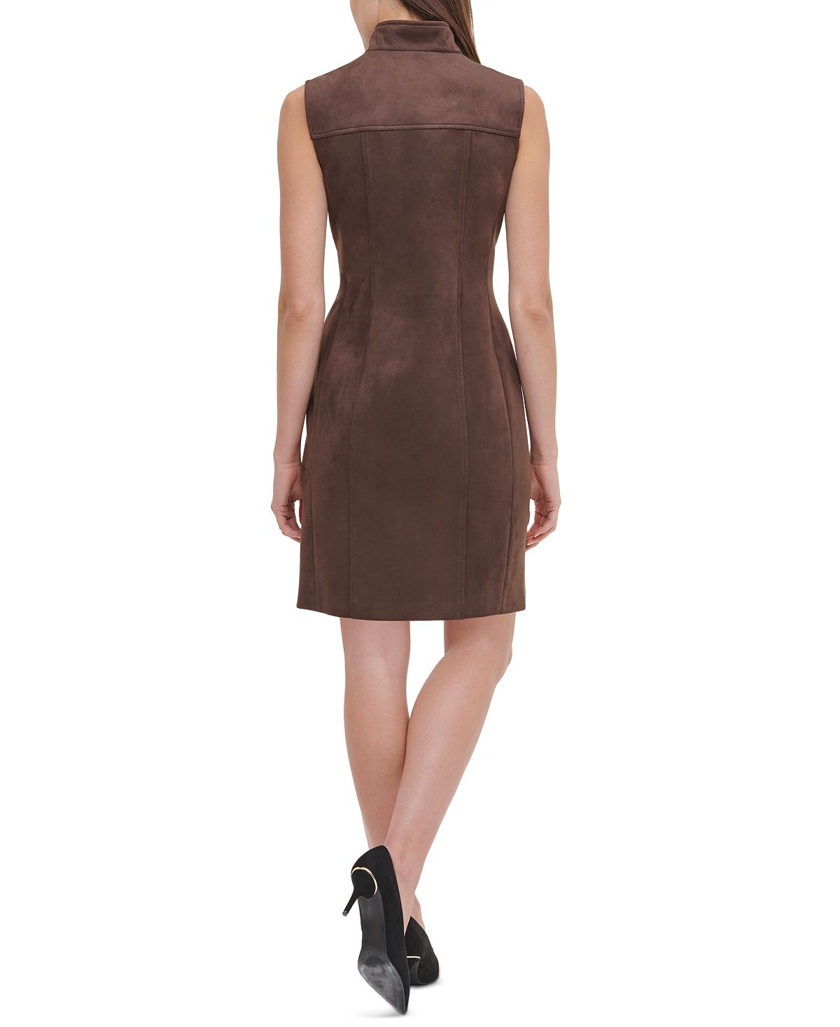 Vestido justo de camurça sintética Tommy Hilfiger feminino, chocolate, tamanho 16