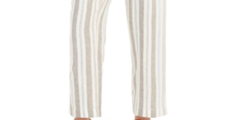 Calças de linho listradas femininas Charter Club Flax Combo XL