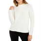 Blusa feminina Alfani de manga comprida e gola alta, bege, tamanho grande