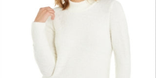 Blusa feminina Alfani de manga comprida e gola alta, bege, tamanho grande