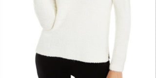 Blusa feminina Alfani de manga comprida e gola alta, bege, tamanho grande