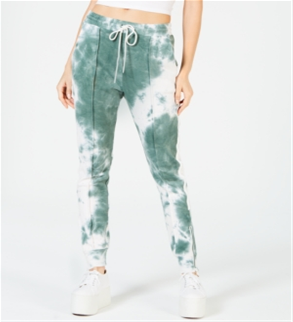 Calça jogger feminina La La Anthony com zíper e detalhe verde, tamanho M