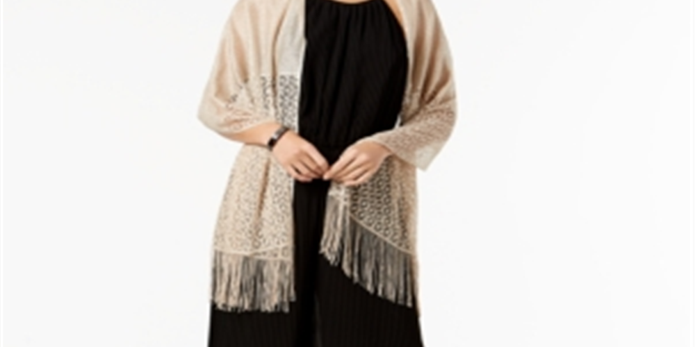 INC International Concepts Feminino Malha Franja Noite Wrap Marrom Tamanho Único