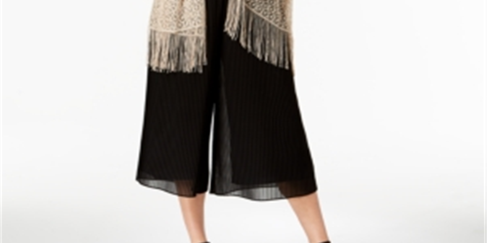 INC International Concepts Feminino Malha Franja Noite Wrap Marrom Tamanho Único