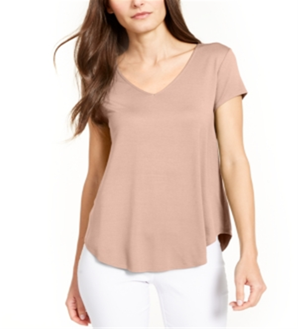 Blusa de malha feminina Alfani com decote em V e peônia prateada, tamanho G