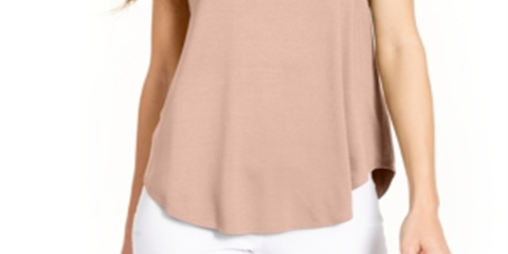 Blusa de malha feminina Alfani com decote em V e peônia prateada, tamanho G
