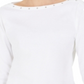 Karen Scott Top Feminino com Tachas e Manga 3/4, Branco, Tamanho XS