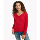 Tommy Hilfiger Suéter Feminino com Tachas Aconchegante Vermelho Tamanho Médio