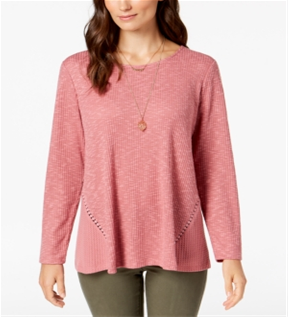 Blusa de malha waffle feminina Style &amp; Co, vermelha, tamanho pequeno