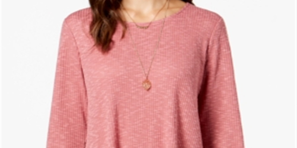 Blusa de malha waffle feminina Style &amp; Co, vermelha, tamanho pequeno
