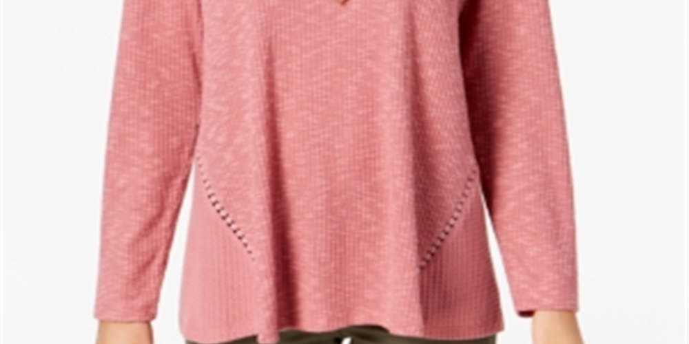 Blusa de malha waffle feminina Style &amp; Co, vermelha, tamanho pequeno